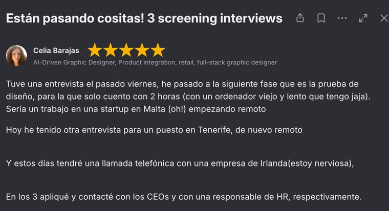 Captura del testimonio de Celia
