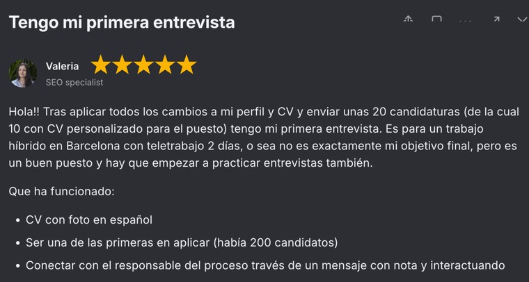 Captura del testimonio de Valeria