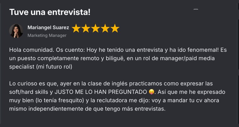 Captura del testimonio de Mariangel
